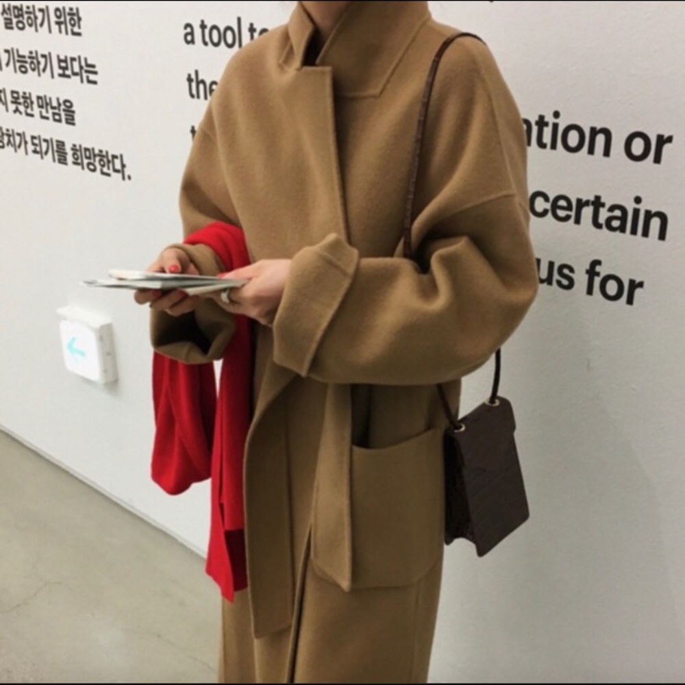 COPY - Long camel winter coat with belt